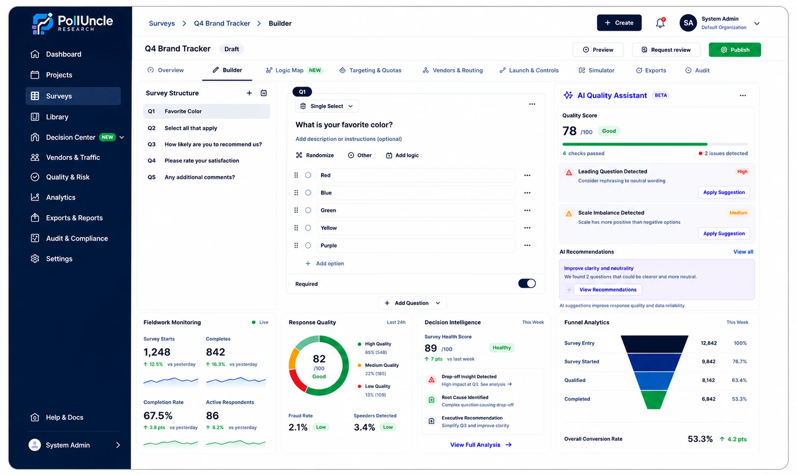 Survey builder screenshot